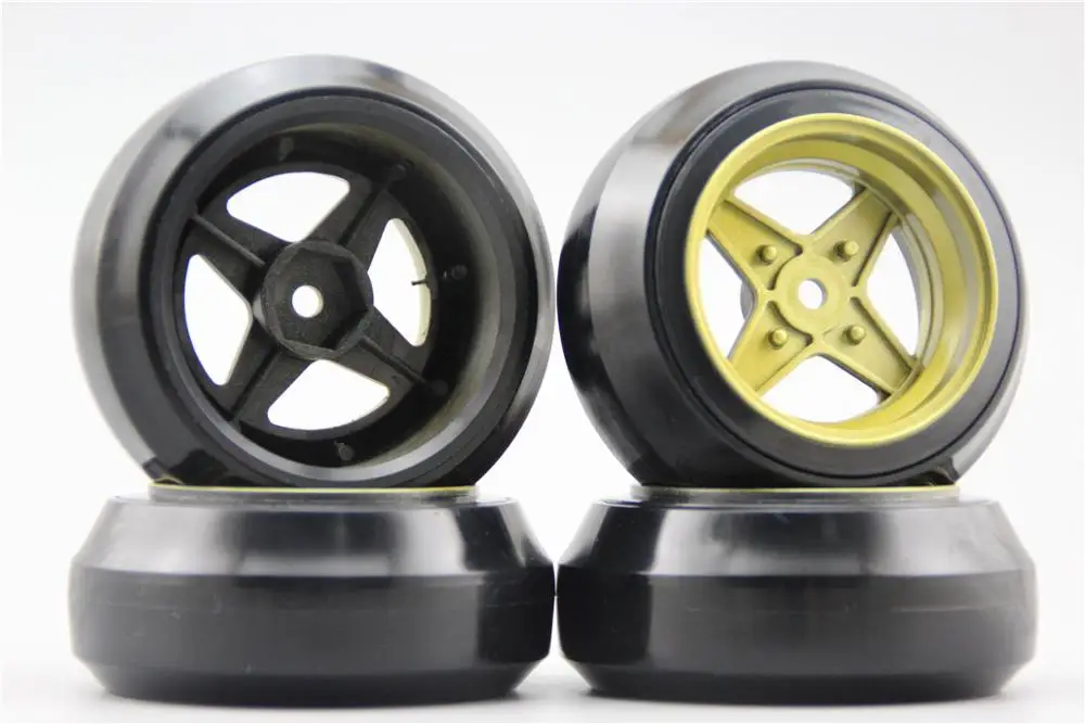 4 шт. RC 1/10 Жесткий Drift шин Обод колеса Classic3G 6 мм Смещение(живопись золото) подходит для 1:10 дрейф автомобиль