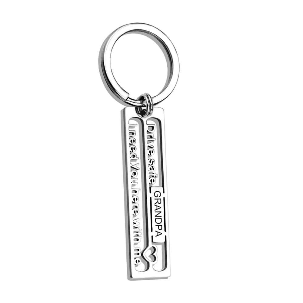 Customized Hollow Keychain Hand-carved Carved Letters Family Key Ring Stainless Steel Private Custom DIY Jewelry Gift 12x50mm |