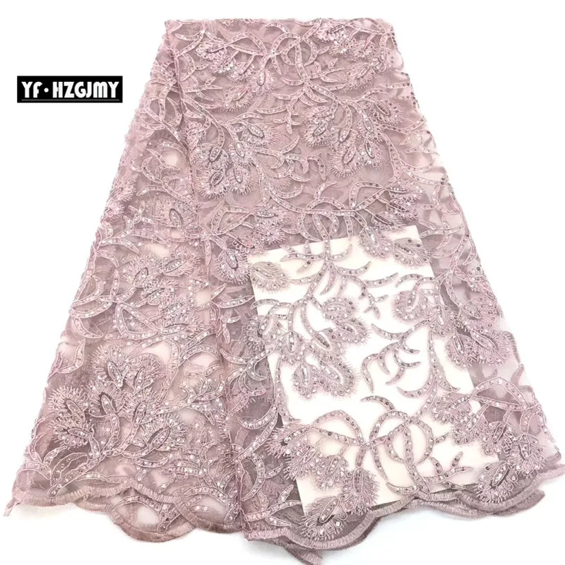 YF HZGJMY Blush Pink Lace Fabric High Quality Wedding Dress Party French Tulle 2019 Sequin Embroidery Net A1619 | Дом и сад