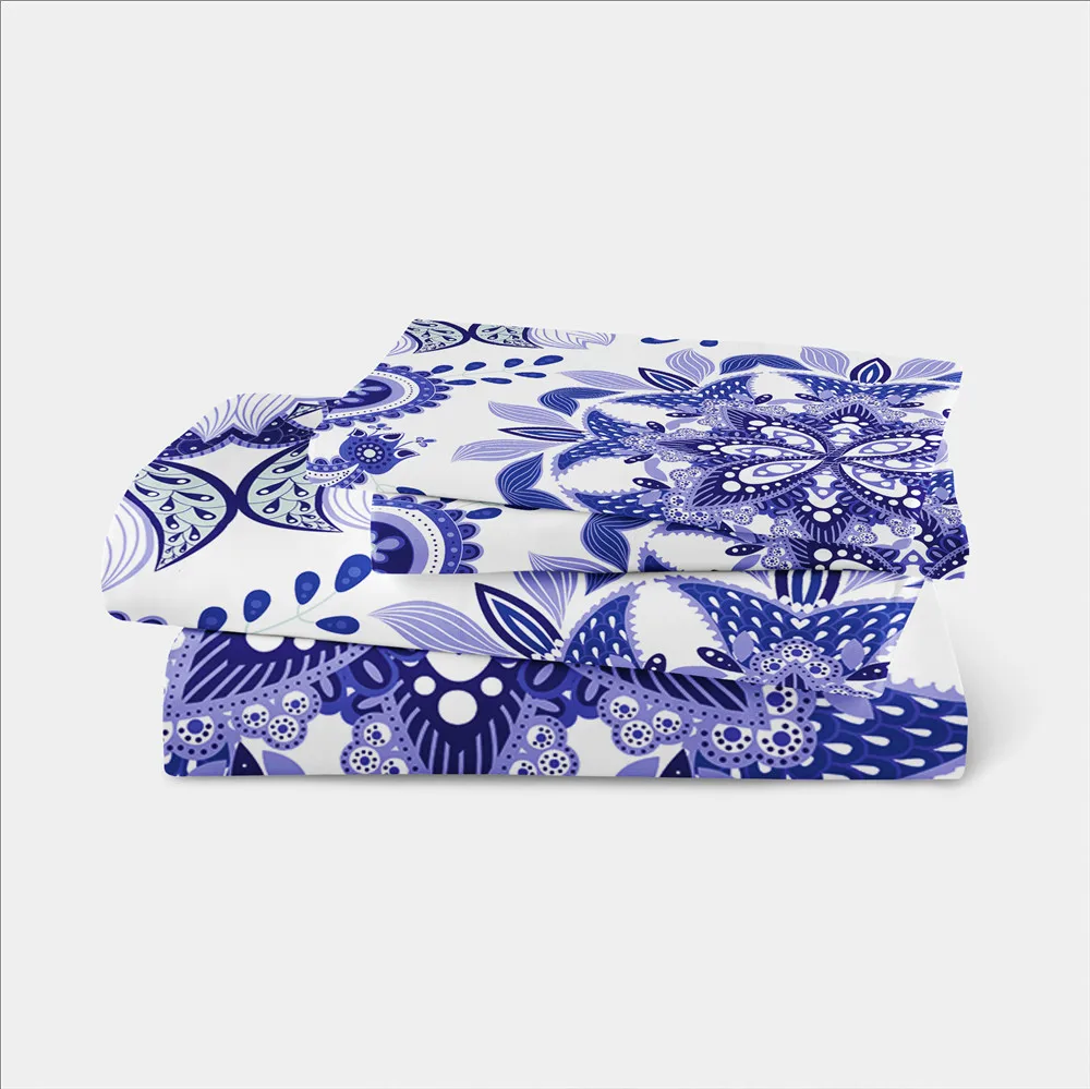 

Boho Mandala Bedding Set Ethnic Flowers Print Duvet Cover Set King Queen Bedding Pillowcase Home Decor 3Pcs S30