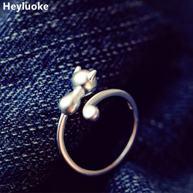 

Heyluoke Authentic Animal Cat Adjustable Finger Rings for Women Fashion Ring Jewelry