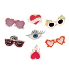 Металлические эмалевые значки в виде очков Мама глаз, броши с сердечком значки на пуговицах, на куртках, на лацканах, Ювелирное Украшение для детей и женщин, аксессуары