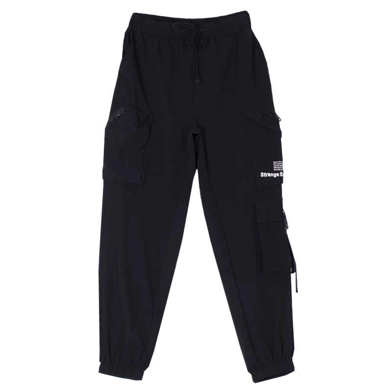 Jasmine smart stationery letter print pocket stitching elastic high waist straight leg women's casual pants. | Женская одежда