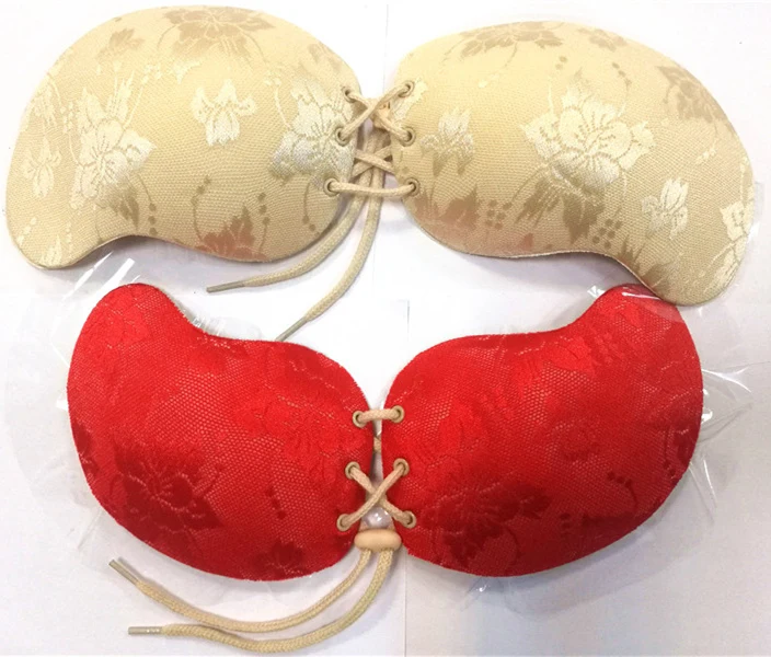 100 pcs Women Silicone Bra Invisible Push Up Stick On Self Adhesive Front Lacing Bras Strapless Lingerie Cup