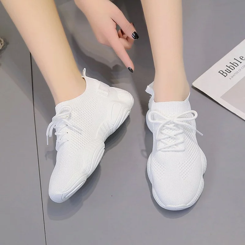 

Women Mesh Spring Sneakers Ladies Lace Up Stretch Fabric Platform Flat Vulcanized Casual Shoes Female Breathable Fashion 1