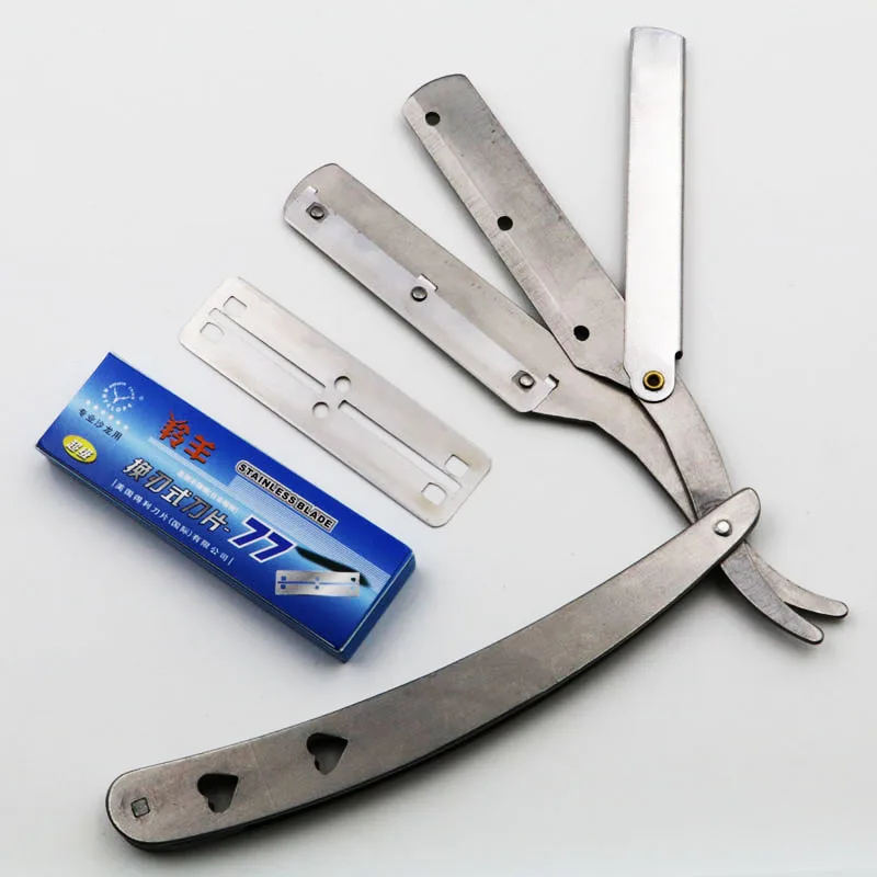 Складной бритвенный станок 77 02 с 10 лезвиями|straight barber|folding shaving knifeshaving knife |