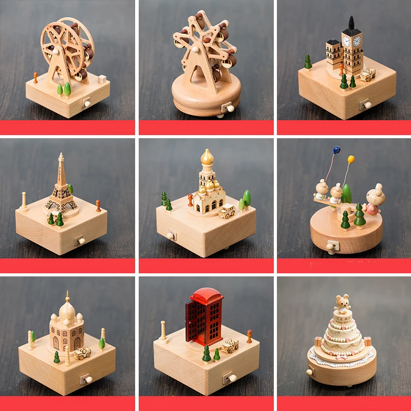 Детская Деревянная музыкальная шкатулка ручной работы деревянные