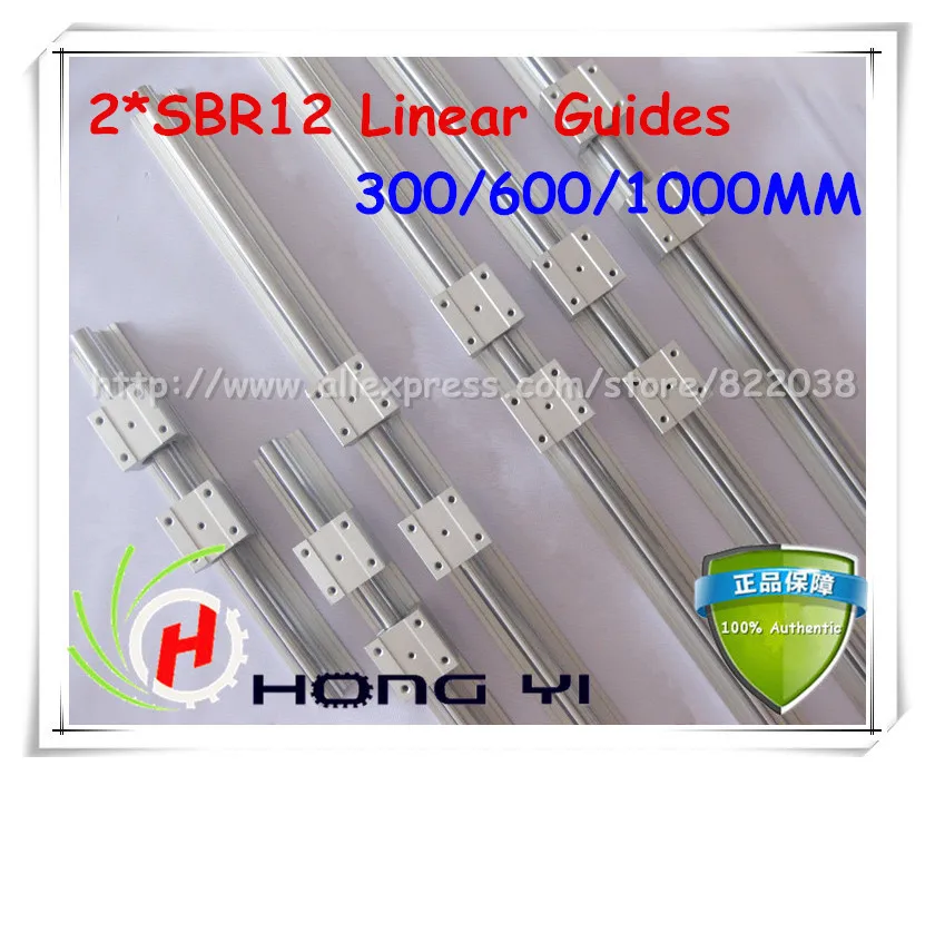 2X SBR12 линейные направляющие L = 300/600/1000 мм рельсы + 12 шт. SBR12UU прямой блок движения