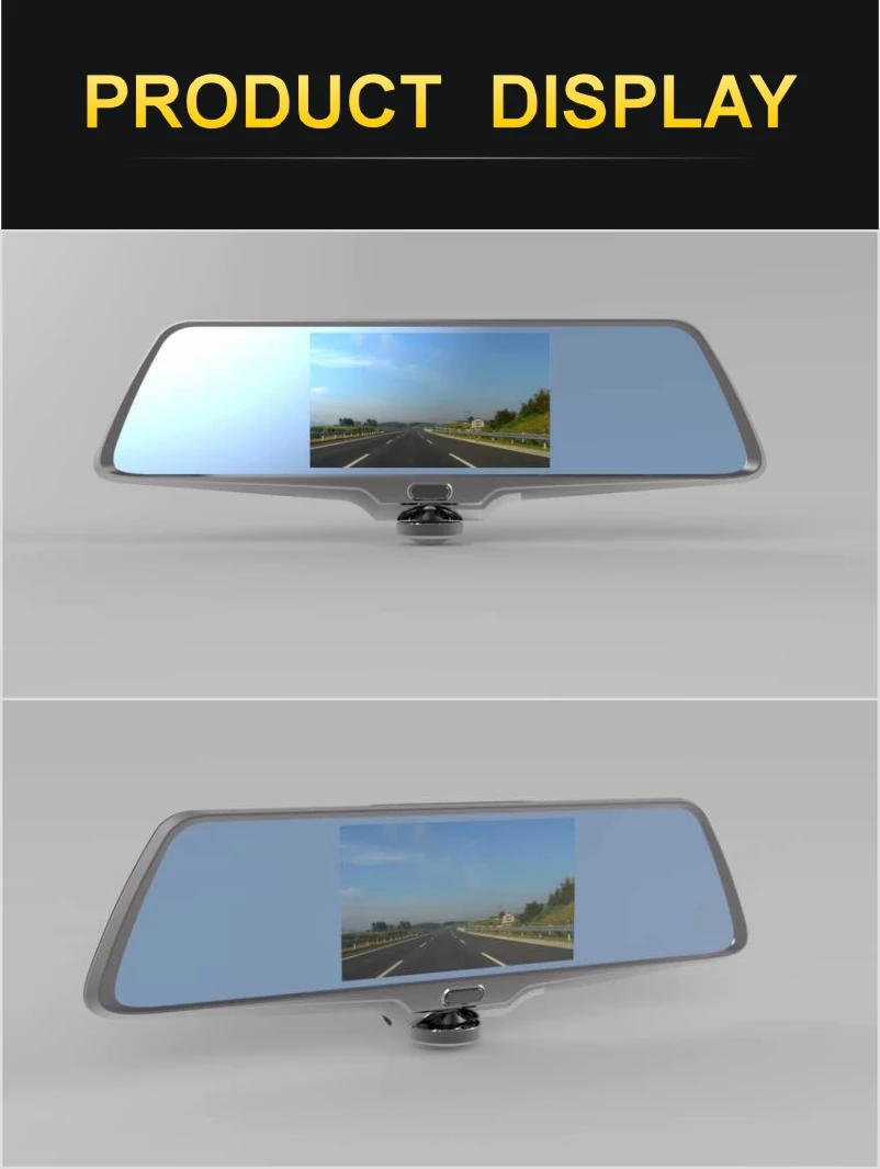 Автомобильный dvr 360 градусов панорамная Камера мониторинга 2 ch dash cam зеркало Full HD