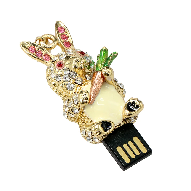 USB флеш-накопитель в виде кролика с кристаллами ожерелье 4 ГБ 8 16 32 64 128 256