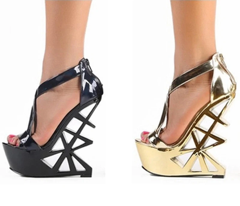 Сандалии женские на платформе и высоком каблуке пикантные босоножки с