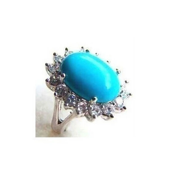 

Beautiful turquoise crystal woman's ring Size:6-9#