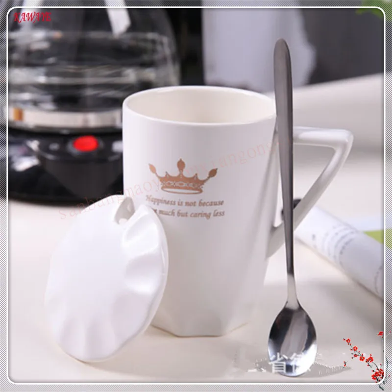 1 компл. творческая личность Керамика чашки и крышка ложка завтрак молока чашку
