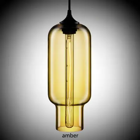 amber-L Современная Подвесная лампа в стиле арт-деко из цветного стекла e27/e26, подвесной светильник со светодиодными лампами, шнур для ресторана, гостиной, кухни, бара, кафе - Цвет корпуса: amber-L