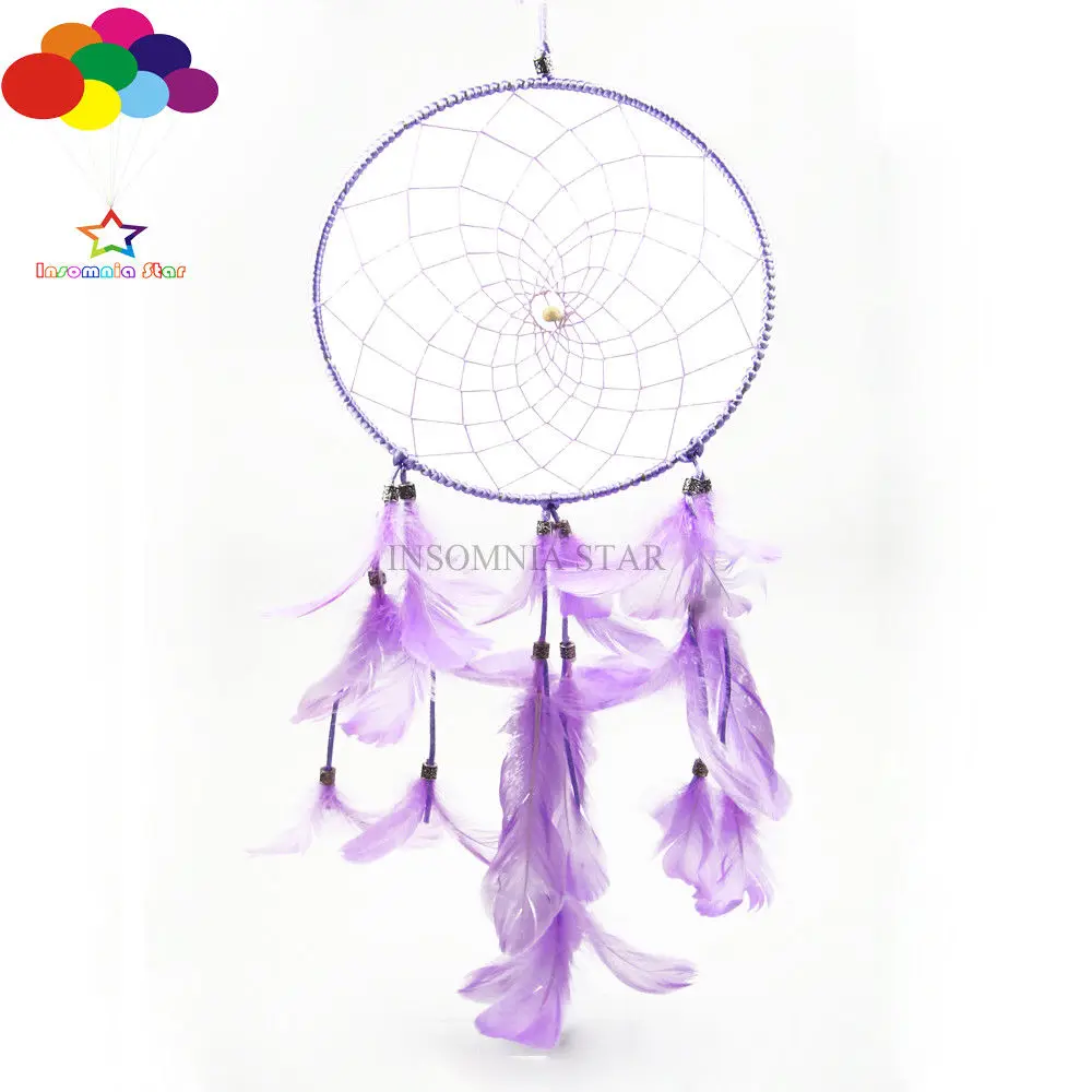Бохо Ловец снов круговое фиолетовое кольцо гусиное перо висящий мечтатель | Дом и