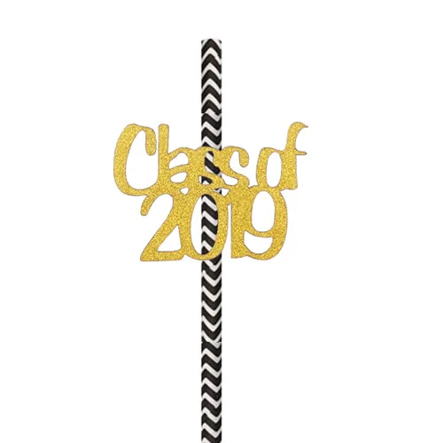 Golden Class of 2019 10 шт Новинка Выпускной напиток соломинка декоративная шляпа холостяка празднование выпускного вечерние многоразовые бумажные Подарочная бутафория вечерние, Q - Цвет: Golden Class of 2019