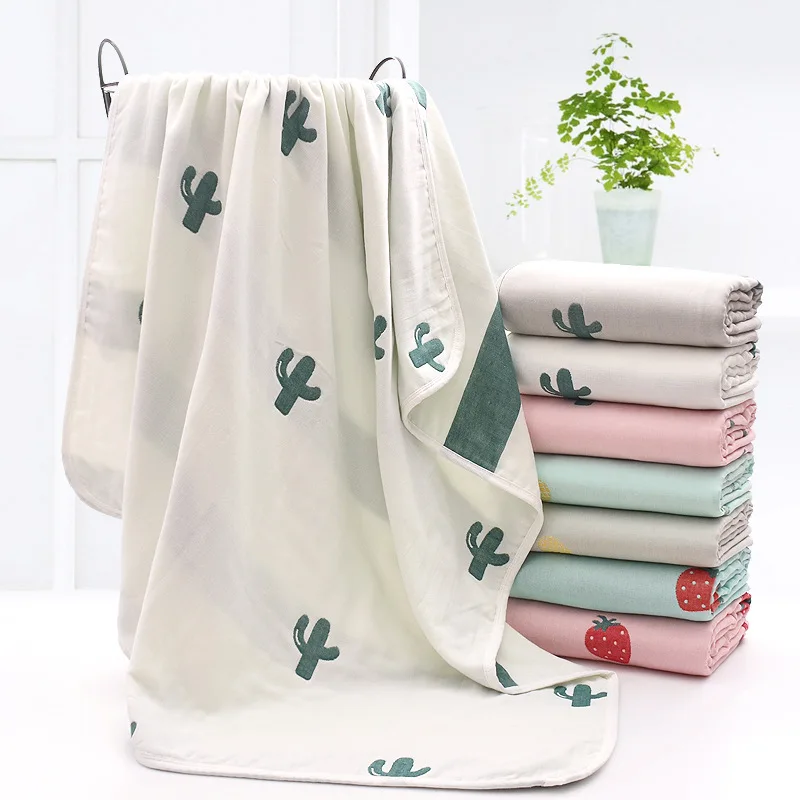 Розовая Клубничка для малышей шесть слоев муслина хлопок пеленка 110 см полотенце