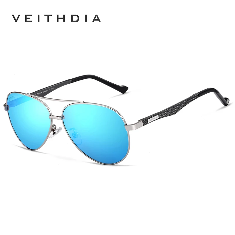 Silver blue Солнцезащитные зеркальные очки унисекс VEITHDIA, модные алюминиевые очки с поляризационными стеклами для женщин и мужчин, модель 3850 - Цвет линз: Silver blue