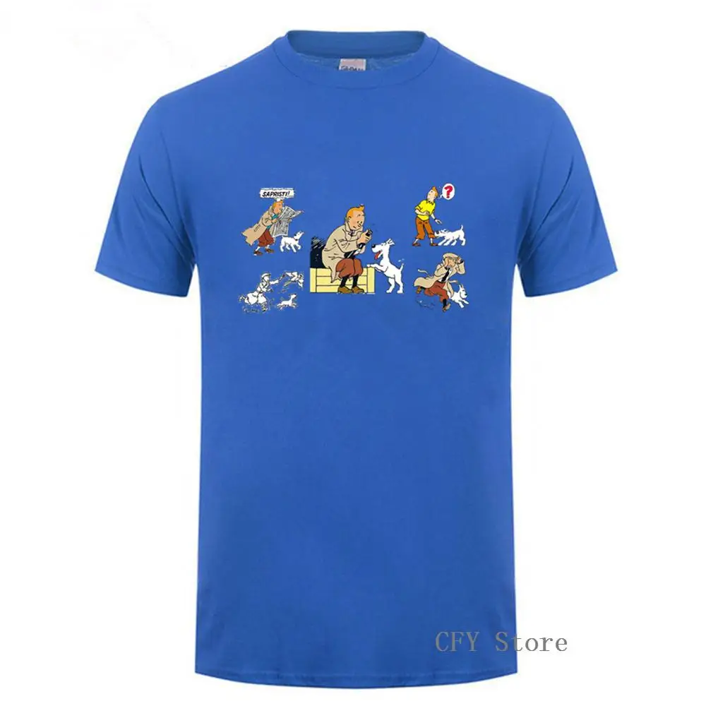 Tintin и его собака Снежная Приключения Тинтина мужские футболки с 3D принтом