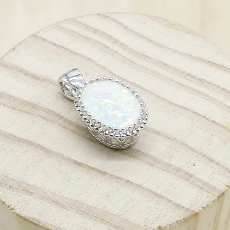 Blue White Opal Green Pink Zirocnia 925 Silver Necklace Pendant For Women 4 colors Gift Jewelry