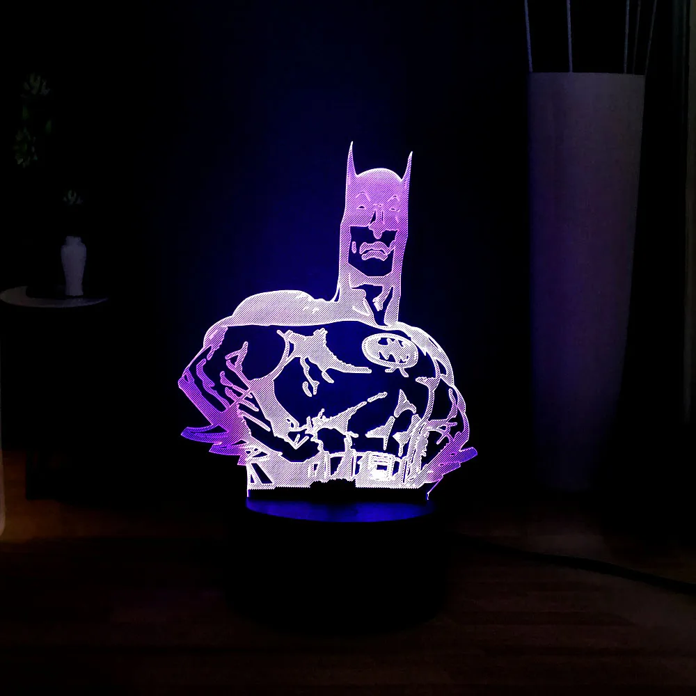 Amroe новинка 2019 3D мультфильм 7 цветов серия Marvel фигурка героя Бэтмена светодиодная