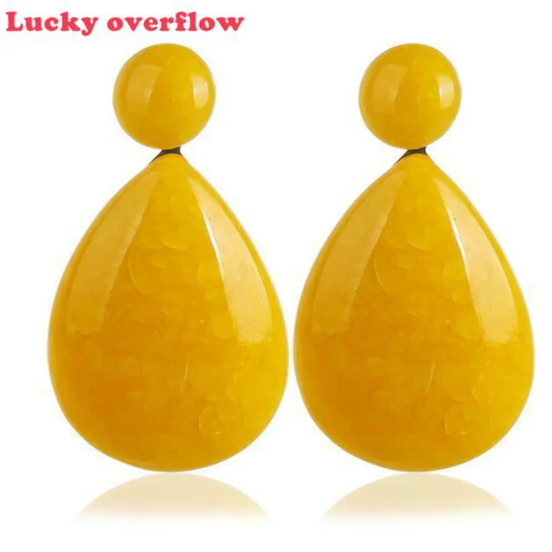 Luckyoverflow модные красные желтые розовые полимерные большие капли женские