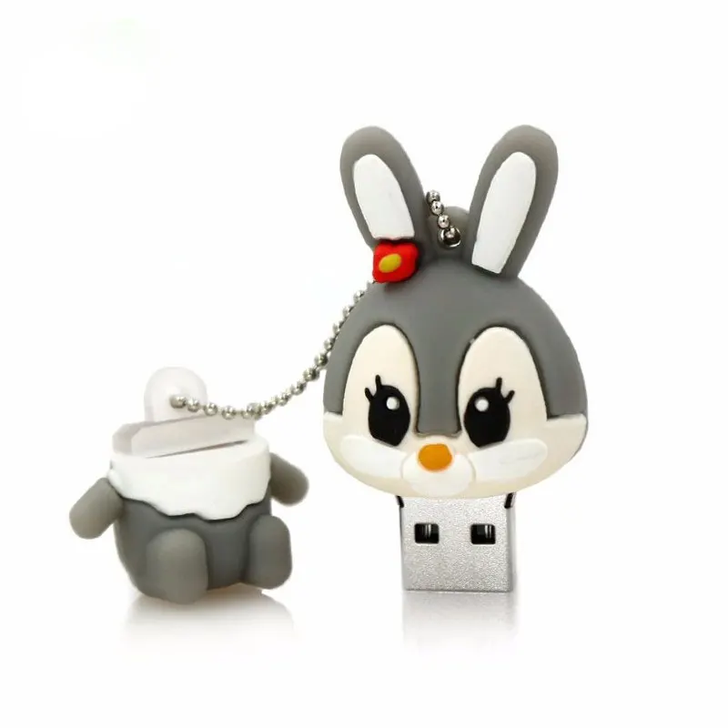 Cartoon animals usb flash drive pink rabbit memory stick gray pen 4GB 8GB 16GGB 32GB 64GB pendrives u disk gift | Компьютеры и офис