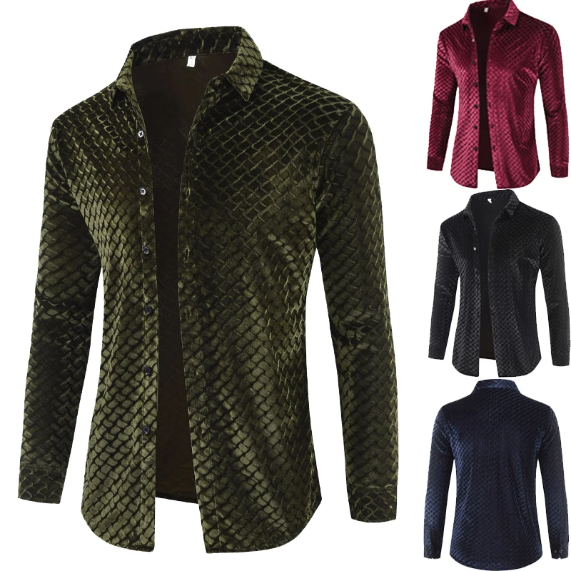 Зимние рубашки мужские бархатные Camisa Social Masculina приталенные с длинным рукавом 2018