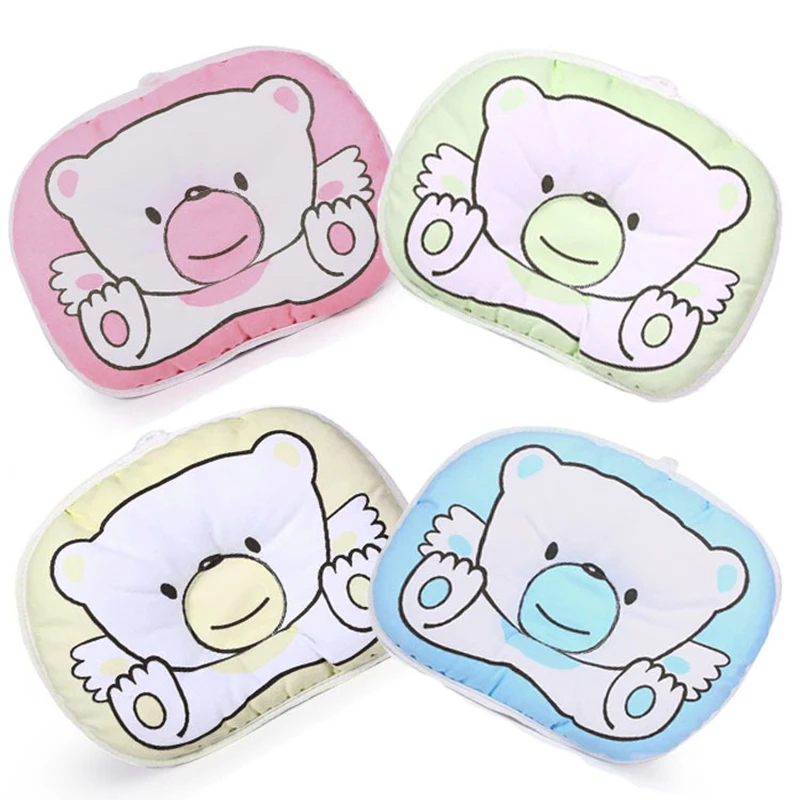 

New Baby Pillows Newborn Baby Pillow Infant Bedding Print Bear Oval Shape 100% Cotton Baby Bear Pillow