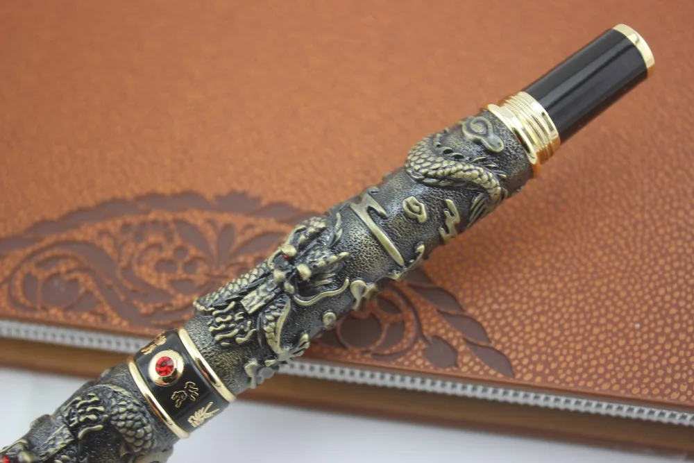 Jinhao винтажная Роскошная авторучка двойной играющий Дракон жемчуг Металлическая