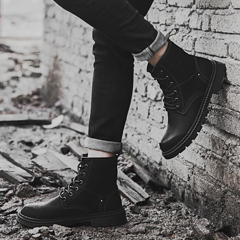 HEINRICH/мужские ботинки зимние кожаные Mannen Schoenen Рабочая обувь Stivali Uomo мужские