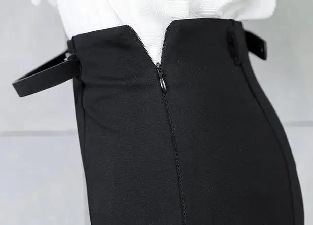 

spring Vintage Black Long Mermaid Skirt Women Elegant package hip trumpet Skirts With Free Belt plus size 2XL