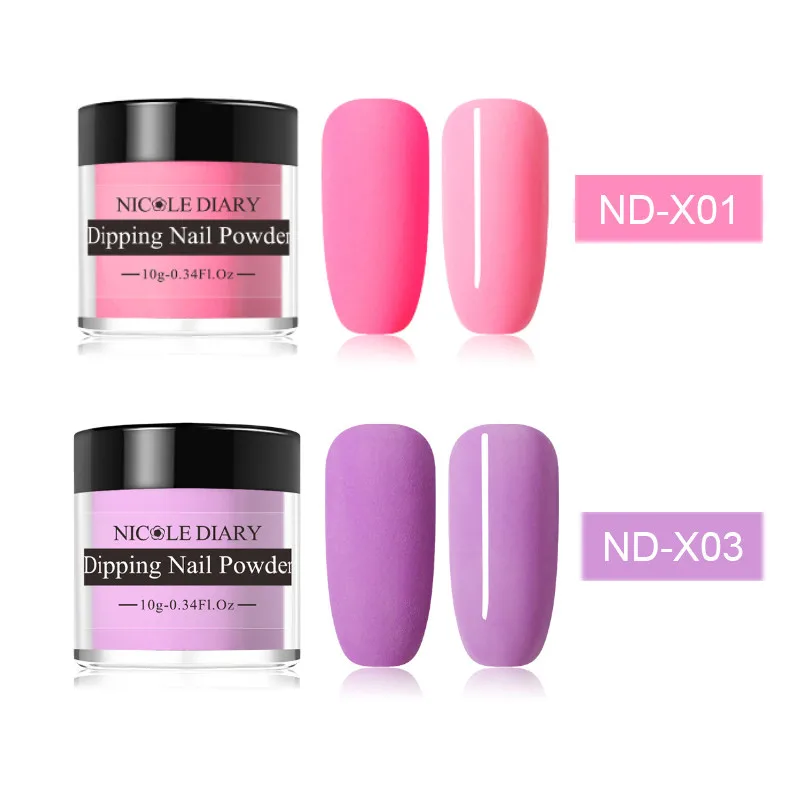 1 set NICOLE DIARY 10 г, набор пудры для погружения ногтей, блестящая Порошковая голографическая пудра для маникюра, сухая хромированная пудра для украшения ногтей, гель - Цвет: 1 set