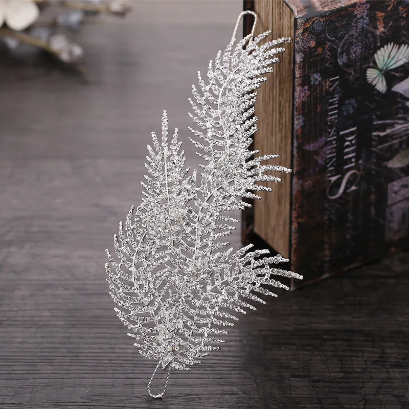 KMVEXO Vintage Wedding Headband Handmade Rhinestone Bridal Headpieces Leaf Crown Women Party Pageant Hair Accessories | Украшения и