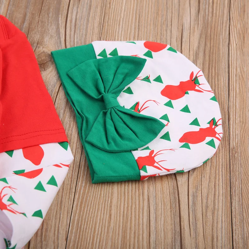 Новорожденный мальчик девочка Рождество Топ с длинным рукавом комбинезон брюки 3