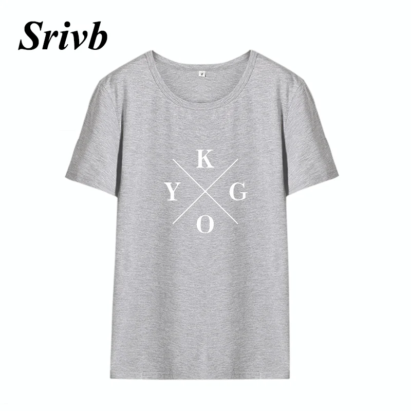 Женская футболка с принтом srivb kygo черная/белая надписью лето 2018|letter t shirt|fashion women