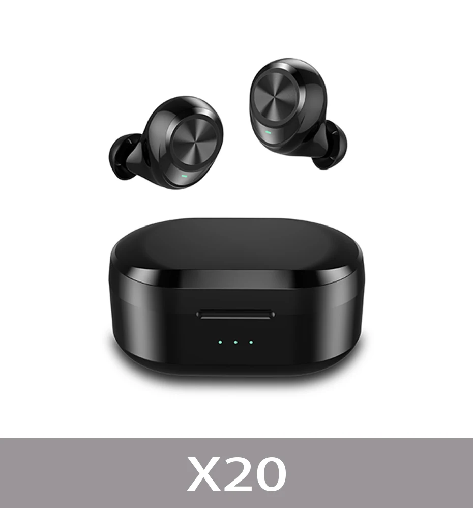 X20 Black TWS X20 Bluetooth наушники с микрофоном настоящие беспроводные наушники стерео музыкальные гарнитуры водонепроницаемые с зарядным устройством для samsung iPhone - Цвет: X20 Black