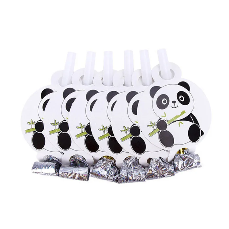 

6pcs/lot Disposable Blowout Cartoon Panda Theme Birthday Party Noise Makers Decorations Kids Party Decorating Supplies
