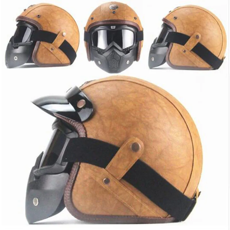 TKOSM Винтаж из искусственной кожи 3/4 Байков Chopper открытым уход за кожей лица