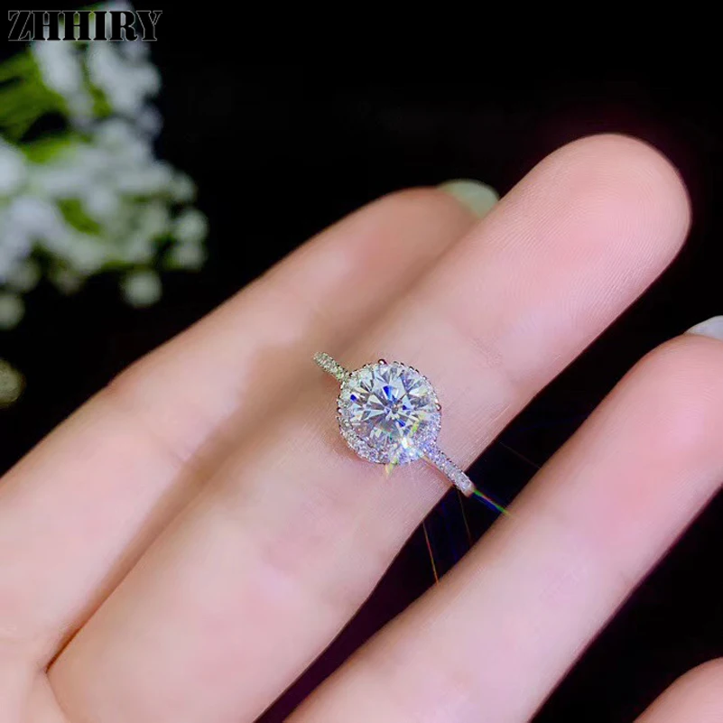ZHHIRY Подлинная Moissanite 925 стерлингового серебра ювелирные наборы для женщин 1ct 6,5 мм D VVS1 с сертификатом ювелирные изделия
