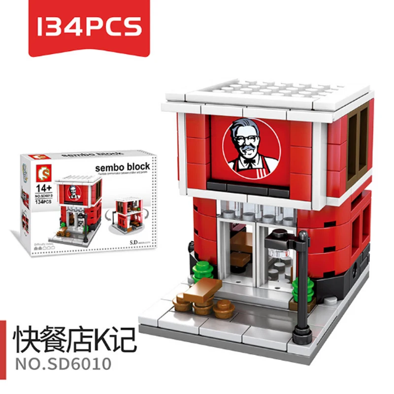 Строительные блоки Lepining Mini City Street серия еда конфеты пицца Мороженое магазин