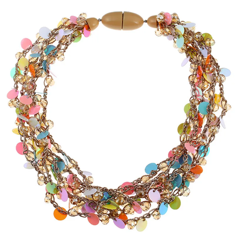 Sleepylady Boho блестки колье Цепочки и ожерелья Для женщин Collier Femme заявление ожерелье