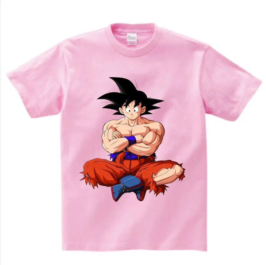 pink childreT-shirt Японские футболки с аниме рисунком для мальчиков, футболка с драконом и шариком кунг-фу, футболка для подростков, для больших детей, детские летние топы с короткими рукавами, N - Цвет: pink childreT-shirt