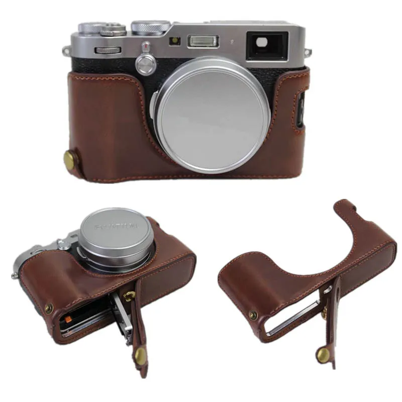 Чехол из искусственной кожи для Fujifilm Fuji X100F черный/кофейный/Коричневый
