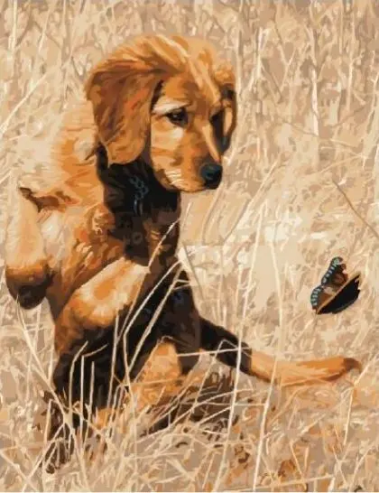

Cioioil-T1178 зимняя собака в сухой траве DIY Краска по номерам Акриловая Краска на холсте современное настенное искусство картина раскраска от Nu