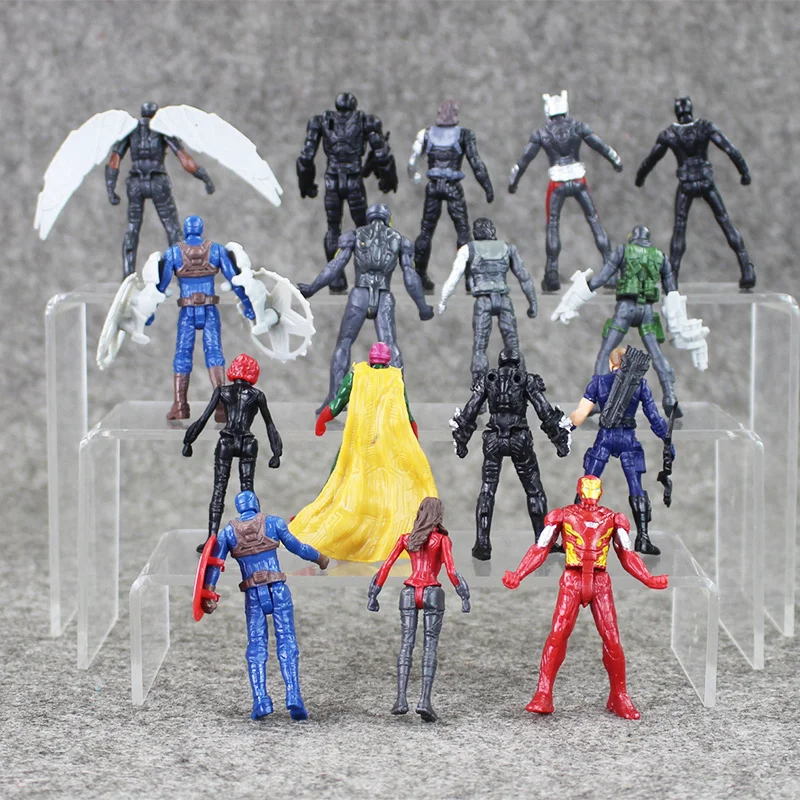 16 шт./лот Супергерои Капитан Америка Гражданская война ПВХ фигурка Черная