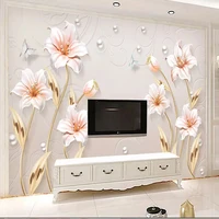 custom any size embossed modern flower rich modern wall paper for 3d living room tv sofa background wall cloth papel de pared 3d