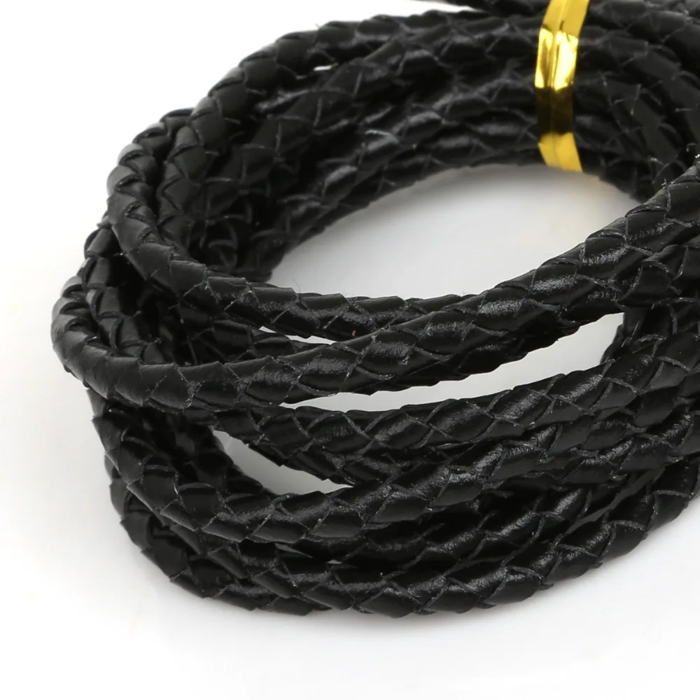 Hot Sale Multi Color 4mm 2m/pcs Round Leather Cord Real Rope String for Bracelet Necklace Jewlery Material Supplies | Дом и сад