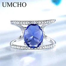UMCHO реальное искусственное серебряное кольцо для женщин камень