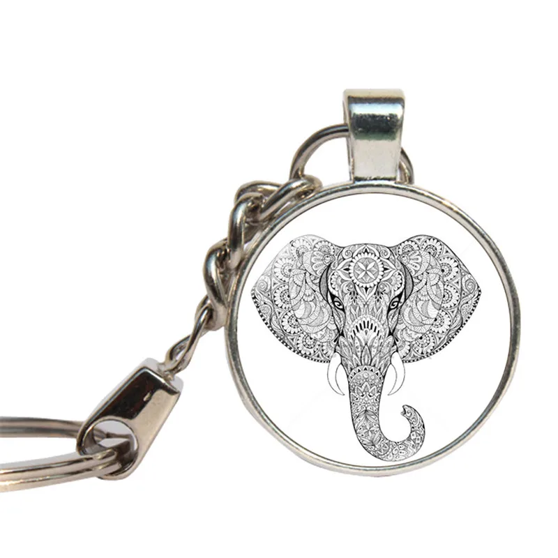 Слон индийский брелок со стеклянным кабошоном религиозный подарок для женщин